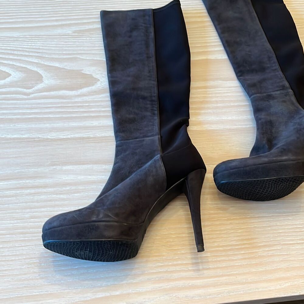 Stuart Weitzman Skyline Platform Boots Black Sued… - image 6